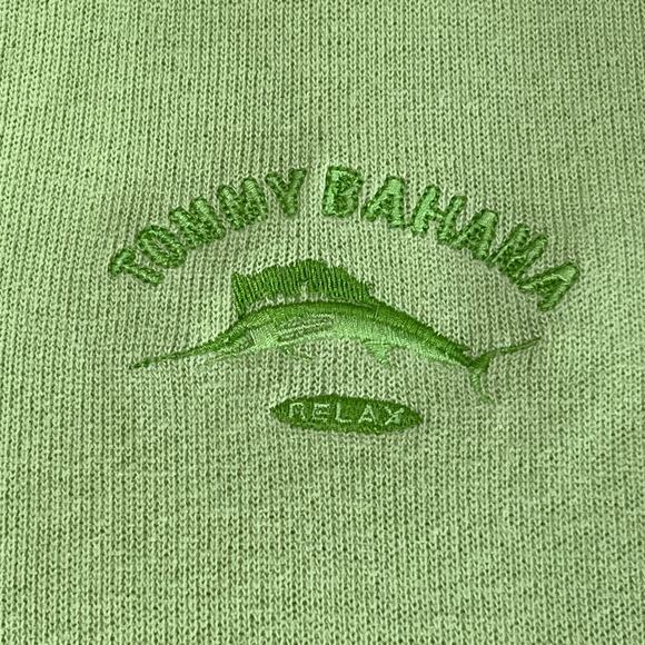Tommy Bahama Half Zip Small Pullover Sweater Green 100% Cotton Men’s Golf Shirt - Picture 2 of 11